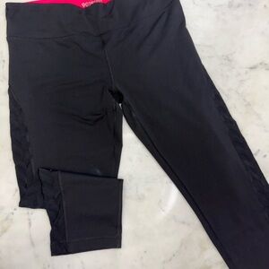 90 Degree By Reflex Black Leggings with Neon Pink Waistband and Herringbone side